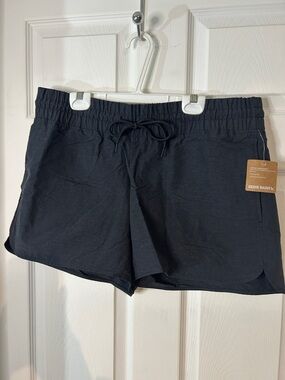 NWT Eddie Bauer Women's Black Elastic Drawstring Hiking Shorts